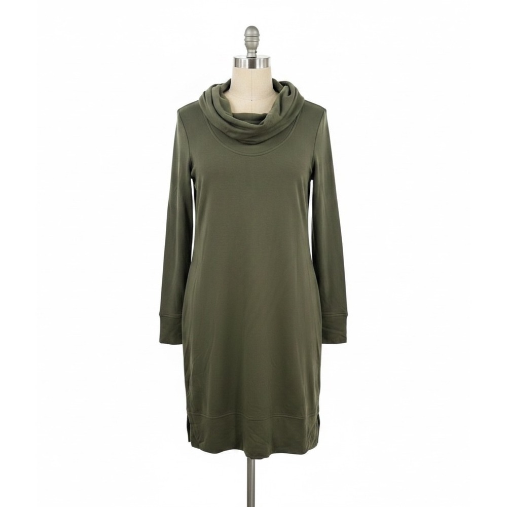 Daily Ritual Women Cowl Neck Long Sleeve Sweatshirt Dress Olive Green Small